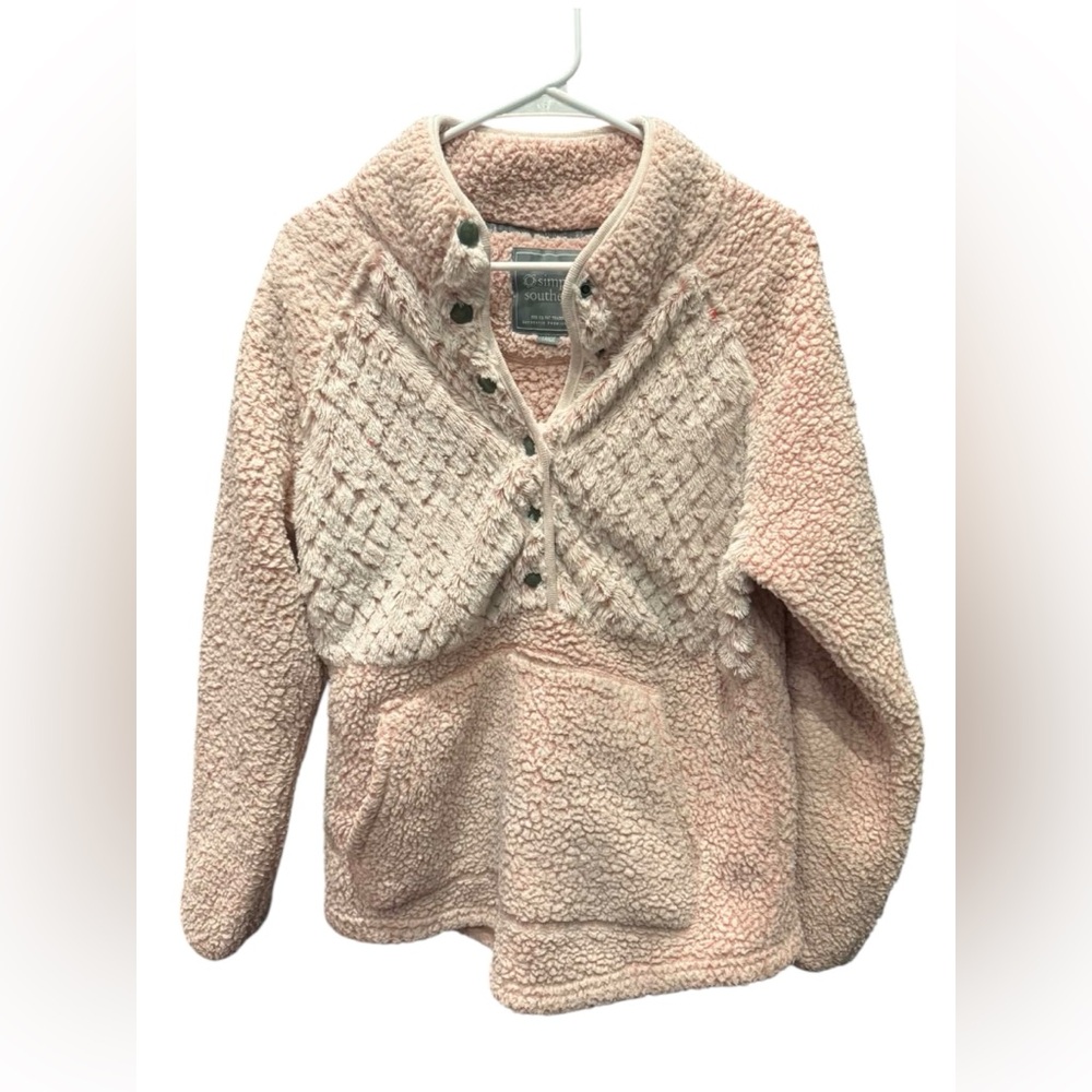Simply Southern Pink Sherpa Snap-Neck Pullover Jacket - Picture 2 of 8